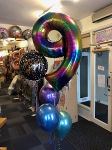 Number 9 balloon cluster